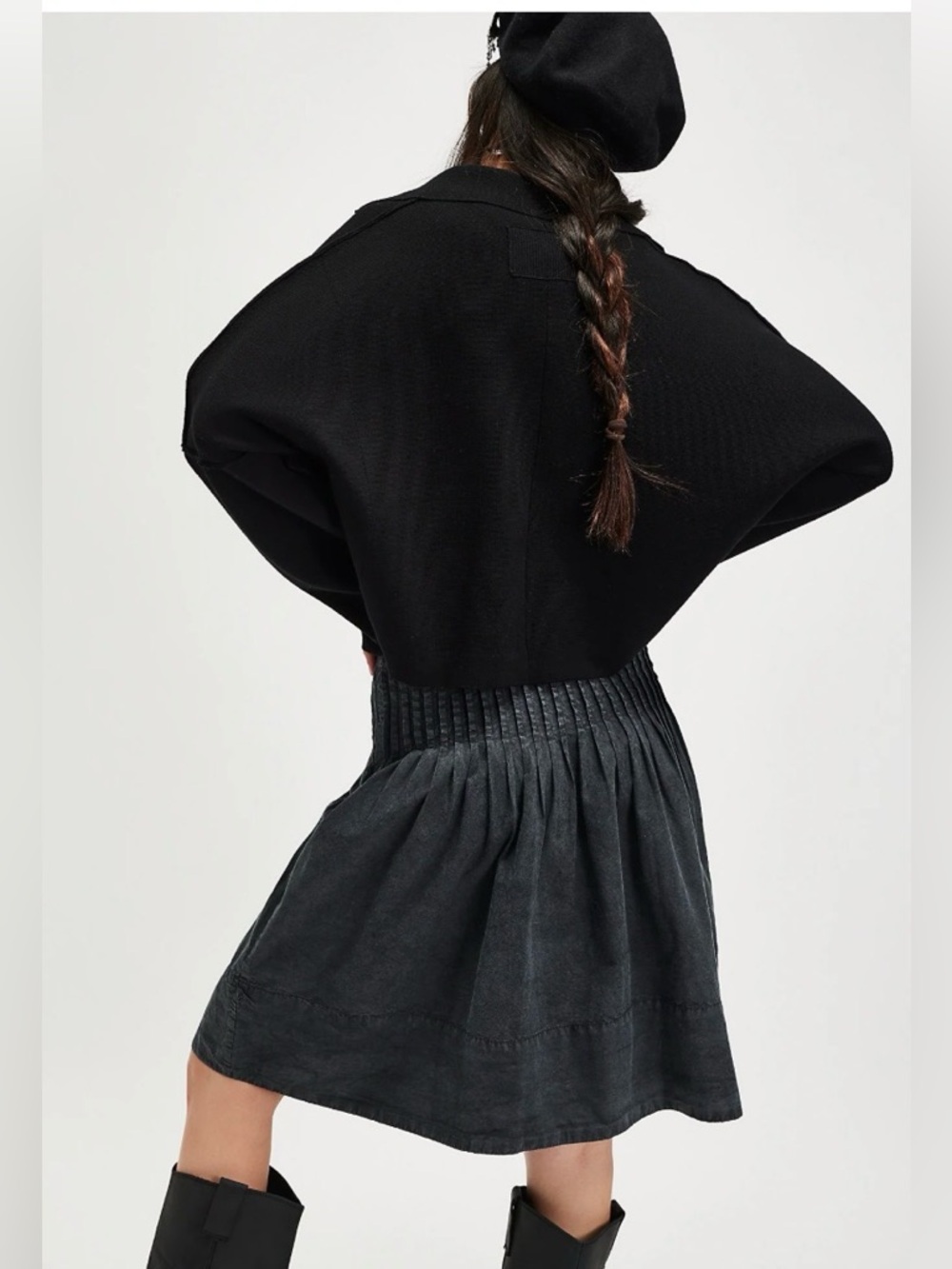 Free People Peyton Pintuck Midi skirt. NWT. Washed black - Picture 3 of 4